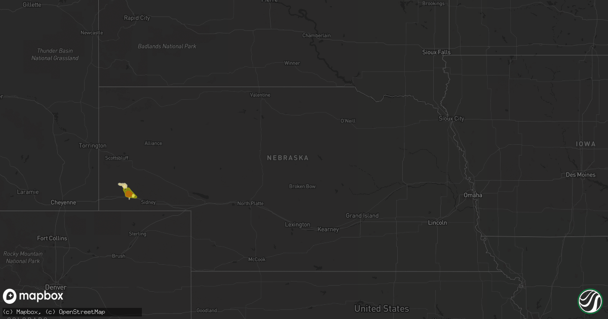 Hail map in Nebraska on August 29, 2018