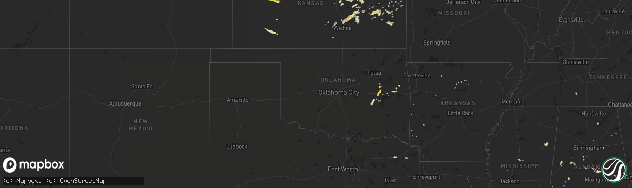 Hail map in Oklahoma on August 29, 2018