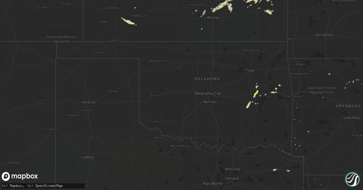 Hail map in Oklahoma on August 29, 2018