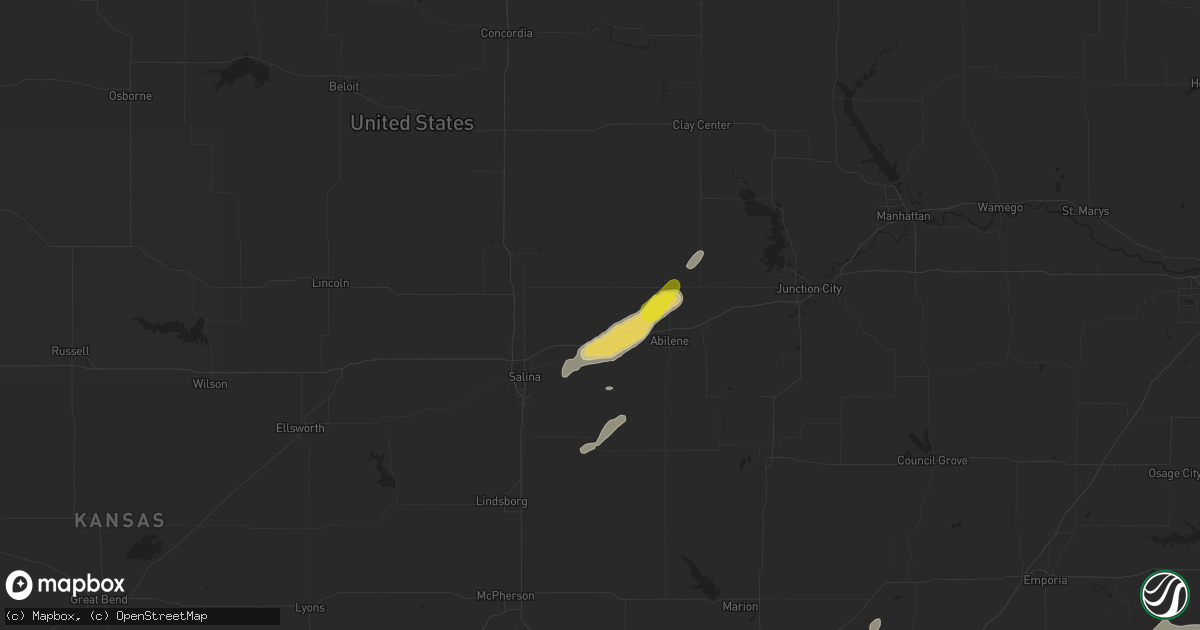 Hail map in Solomon, KS on August 29, 2018