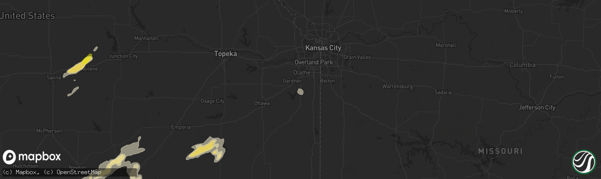 Hail map in Spring Hill, KS on August 29, 2018