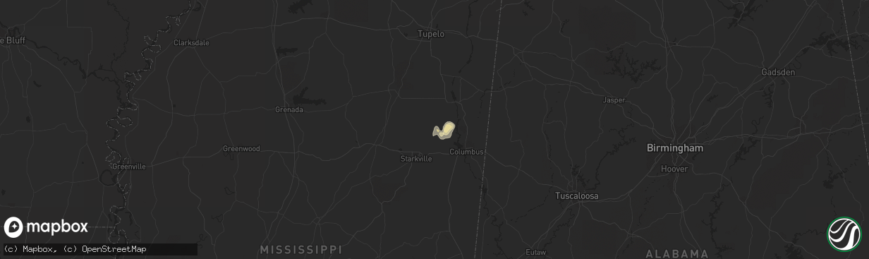 Hail map in West Point, MS on August 29, 2018