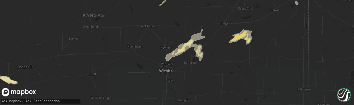 Hail map in Whitewater, KS on August 29, 2018