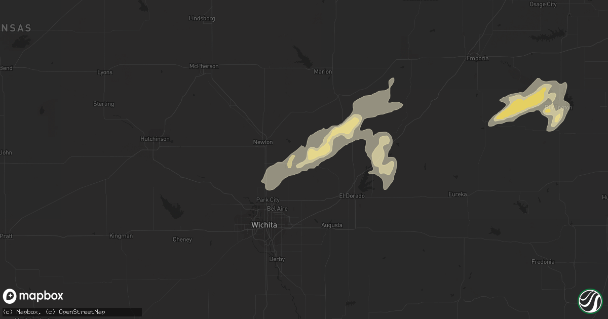 Hail map in Whitewater, KS on August 29, 2018
