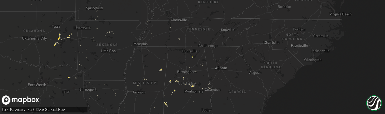 Hail map on August 29, 2018