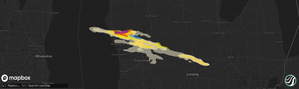 Hail map in Cedar Springs, MI on August 29, 2019