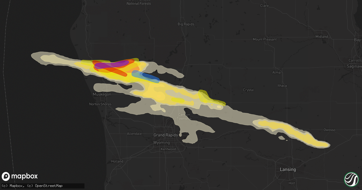 Hail map in Cedar Springs, MI on August 29, 2019