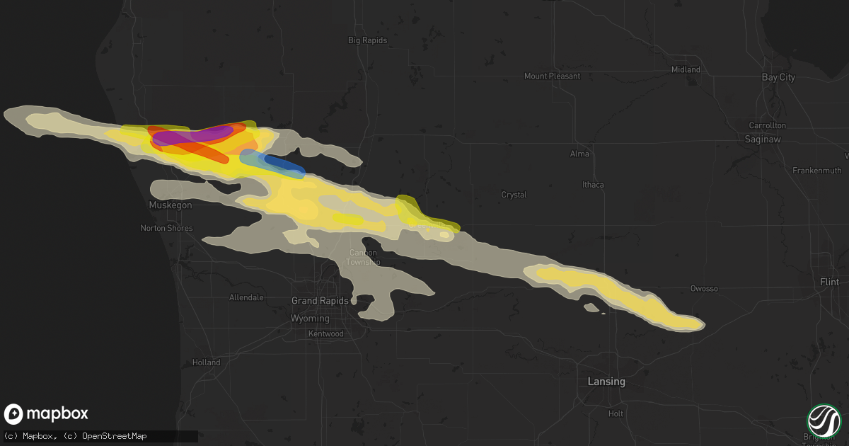 Hail map in Greenville, MI on August 29, 2019