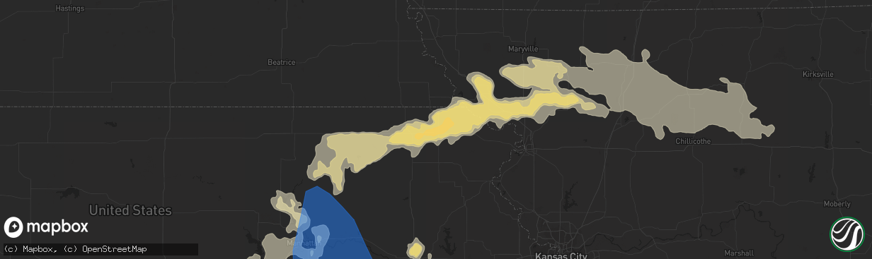 Hail map in Hiawatha, KS on August 29, 2019