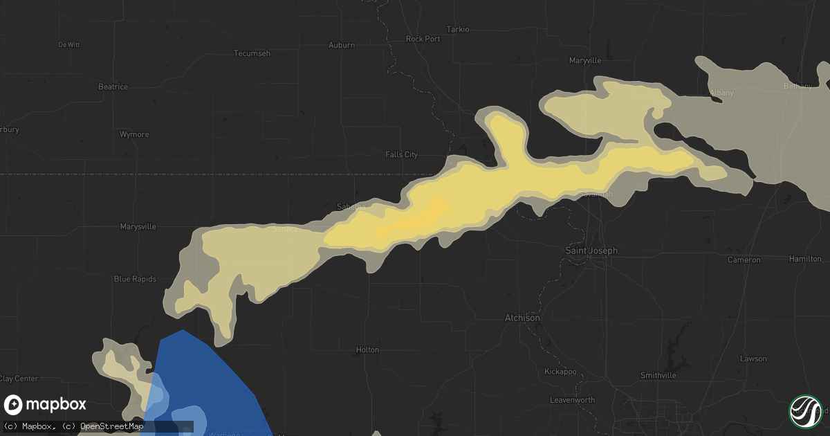 Hail map in Hiawatha, KS on August 29, 2019