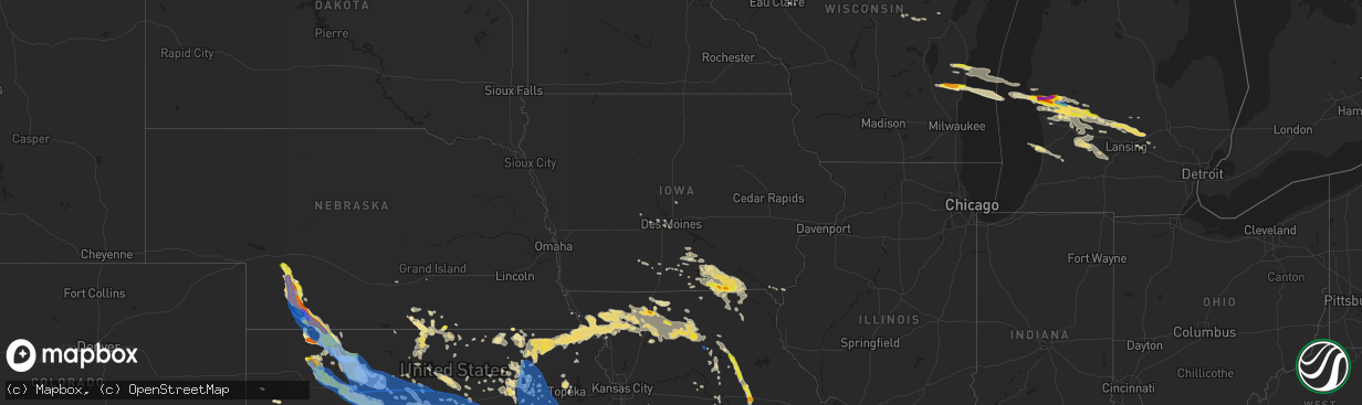 Hail map in Iowa on August 29, 2019