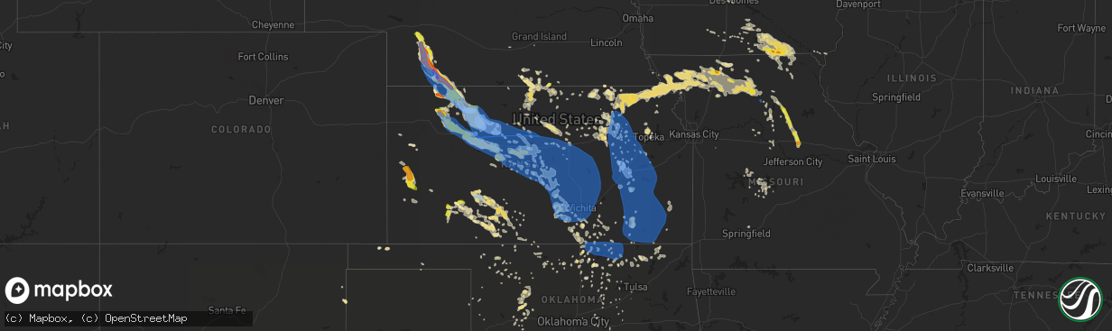 Hail map in Kansas on August 29, 2019