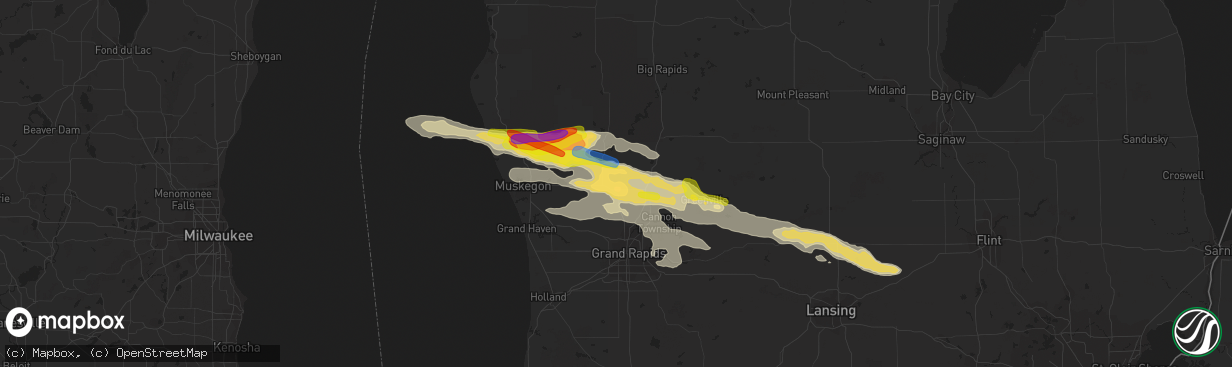 Hail map in Kent City, MI on August 29, 2019