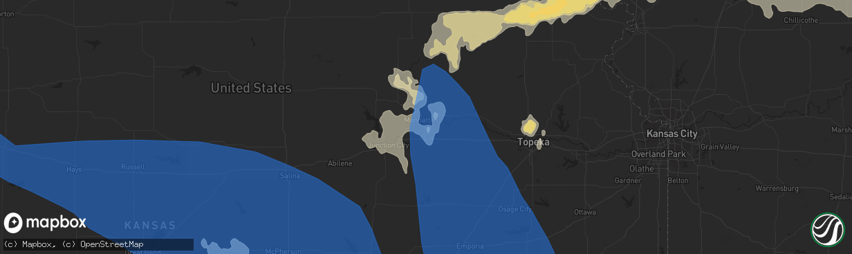 Hail map in Manhattan, KS on August 29, 2019