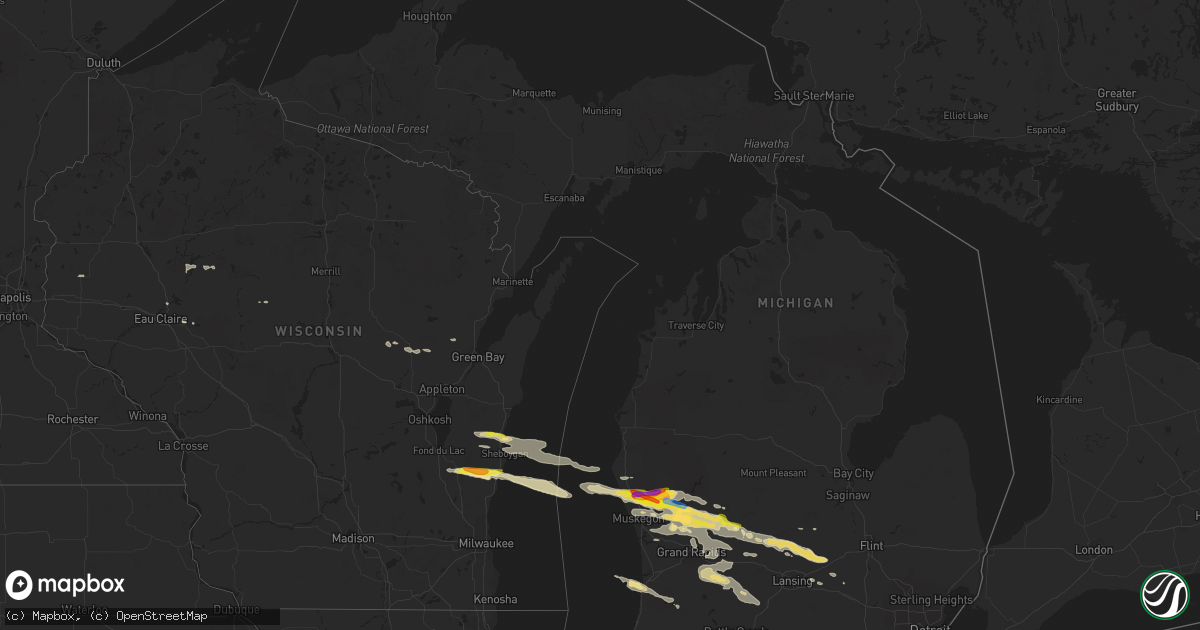 Hail map in Michigan on August 29, 2019