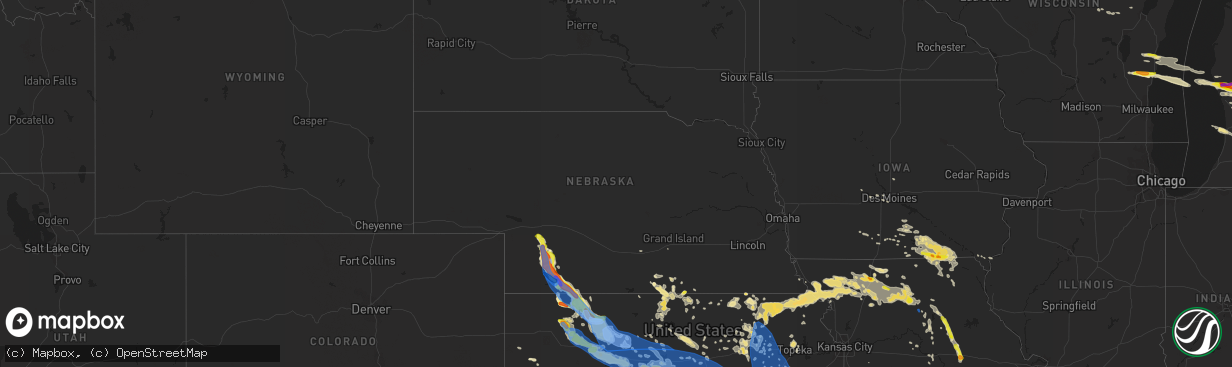 Hail map in Nebraska on August 29, 2019