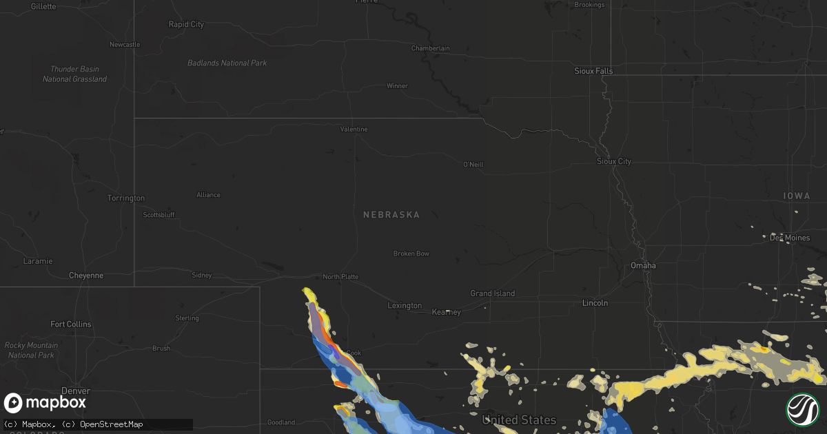 Hail map in Nebraska on August 29, 2019