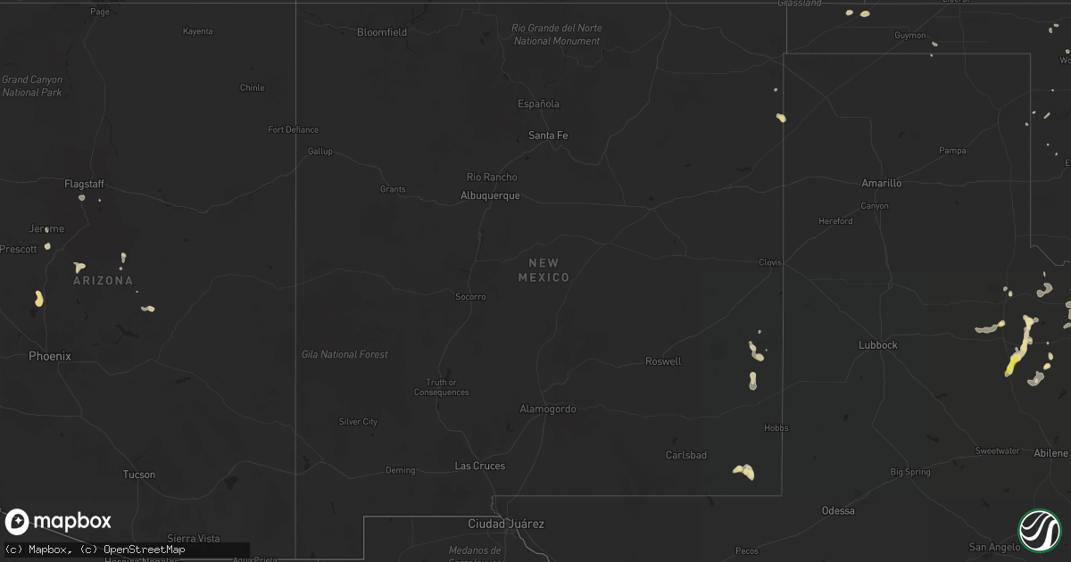 Hail map in New Mexico on August 29, 2019