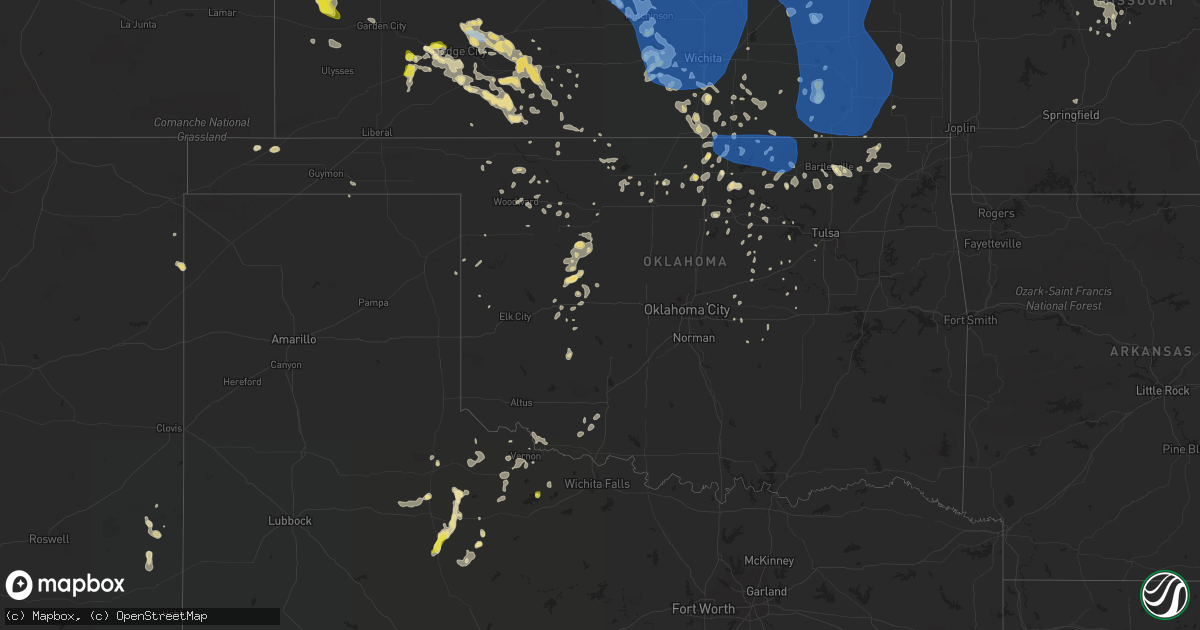 Hail map in Oklahoma on August 29, 2019