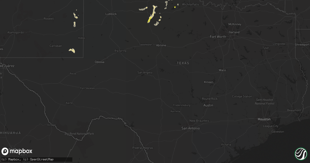 Hail map in Texas on August 29, 2019