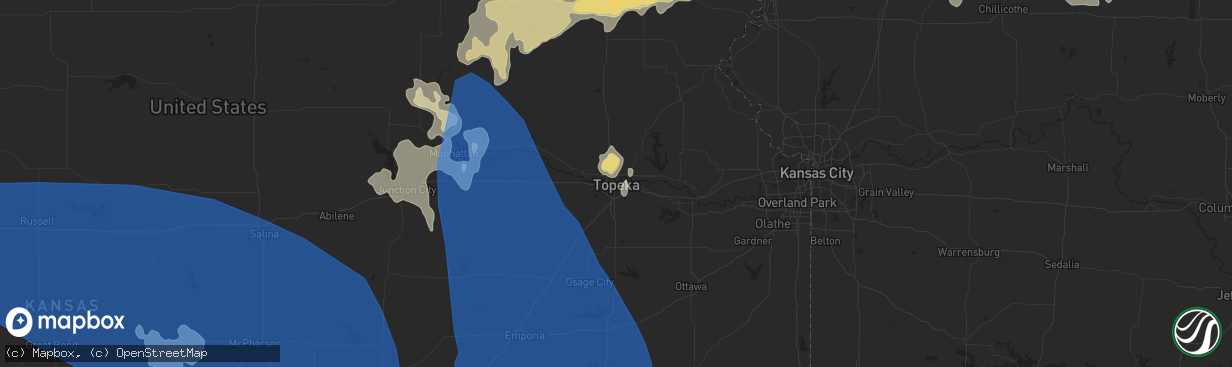 Hail map in Topeka, KS on August 29, 2019