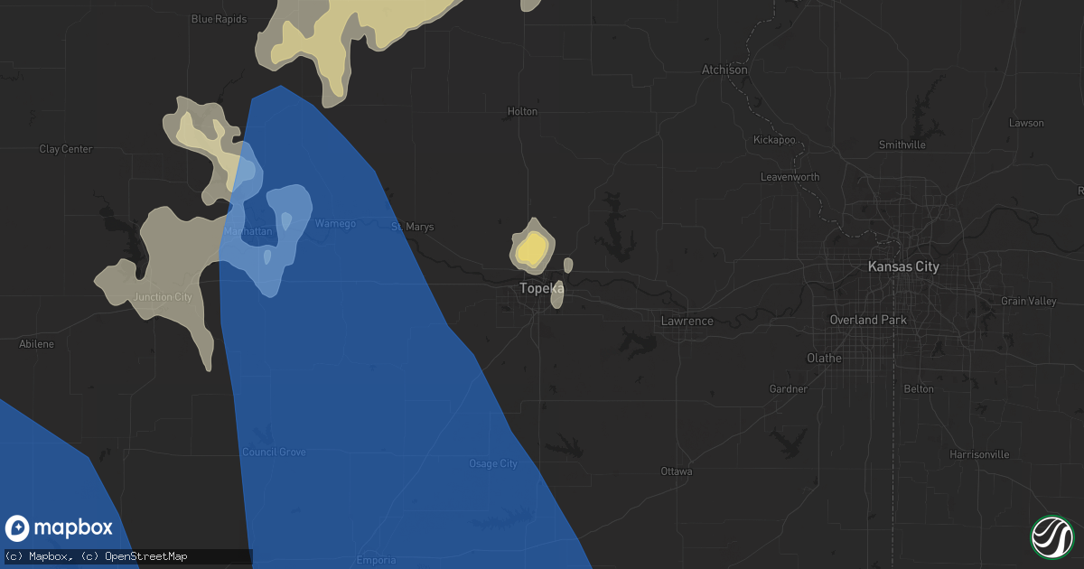 Hail map in Topeka, KS on August 29, 2019