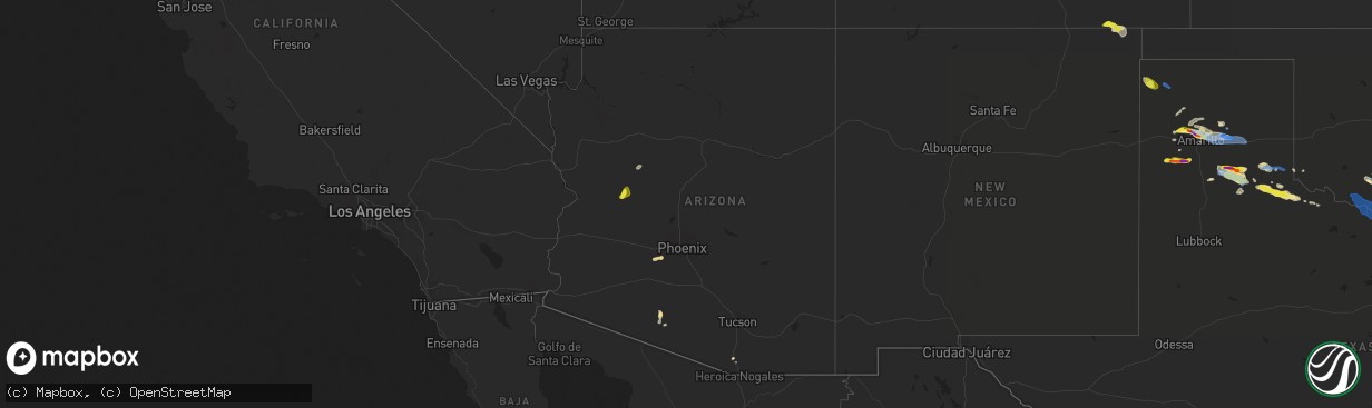 Hail map in Arizona on August 29, 2020