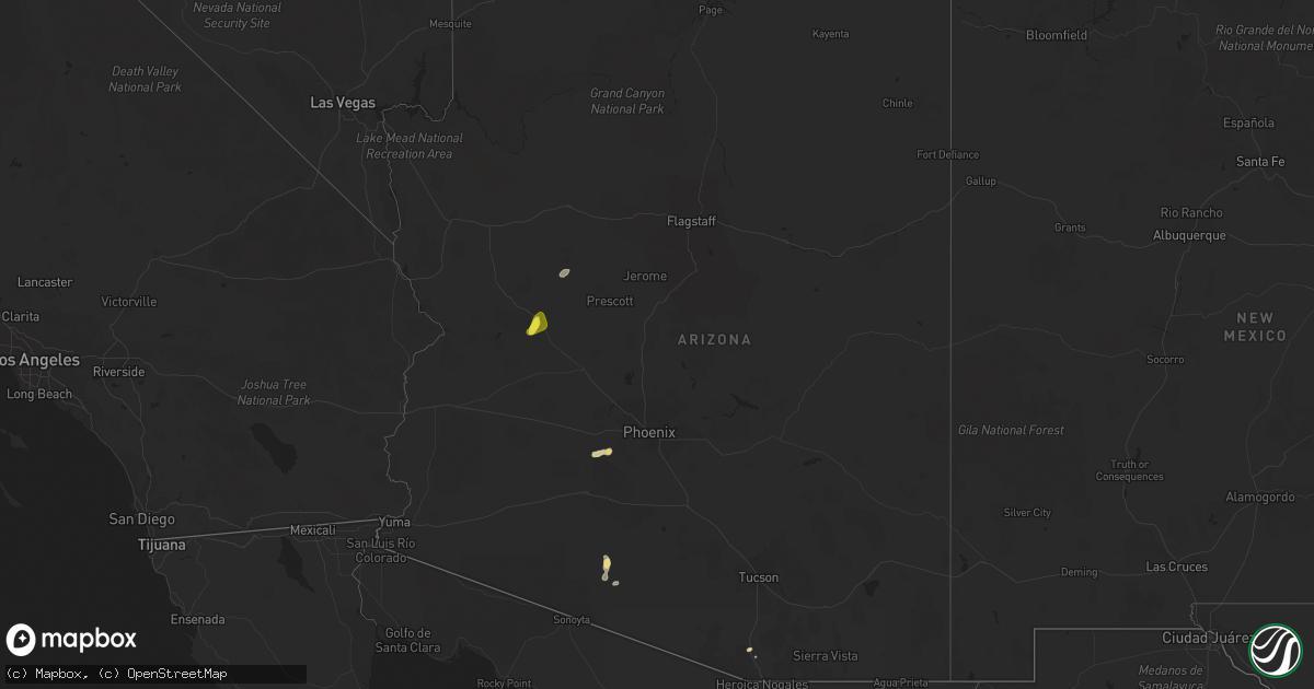 Hail map in Arizona on August 29, 2020