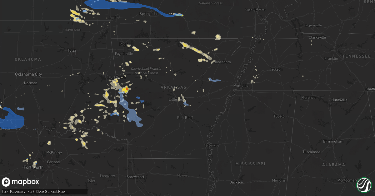 Hail map in Arkansas on August 29, 2020