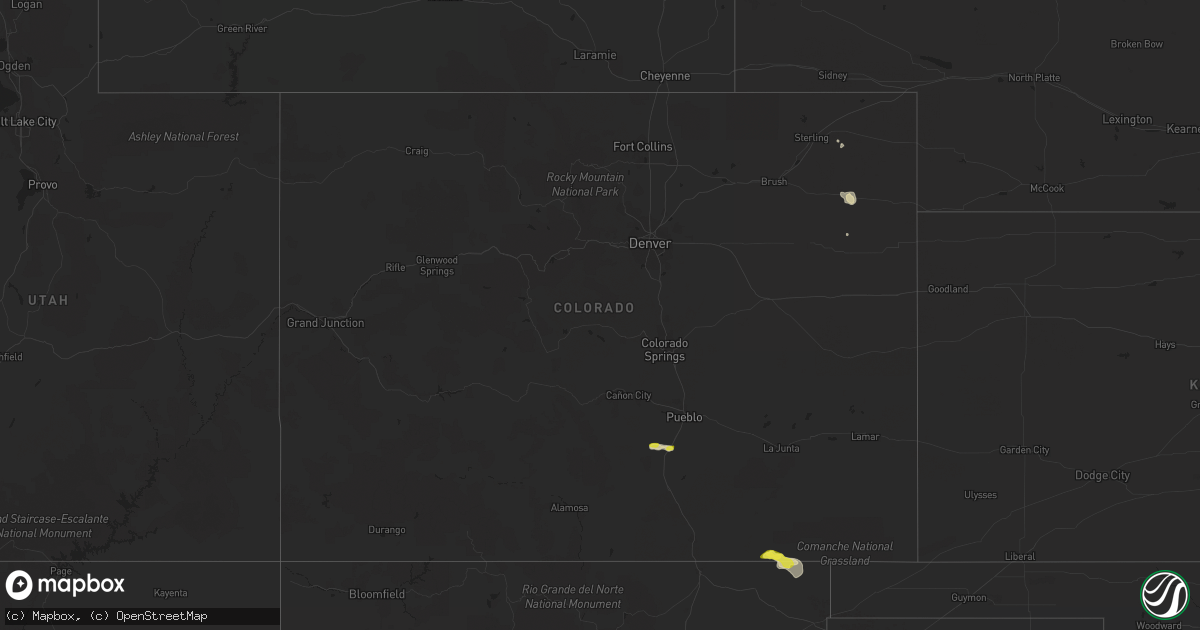 Hail map in Colorado on August 29, 2020