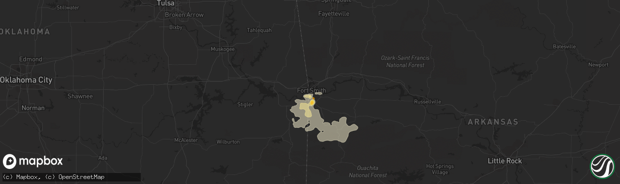 Hail map in Fort Smith, AR on August 29, 2020