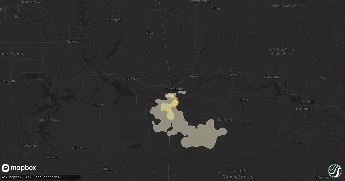 Hail map in Fort Smith, AR on August 29, 2020