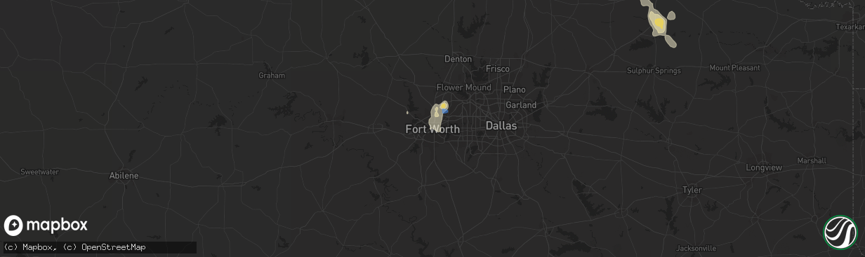 Hail map in Fort Worth, TX on August 29, 2020