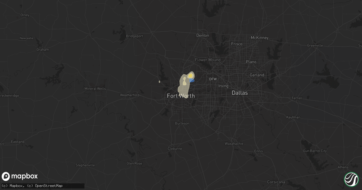 Hail map in Fort Worth, TX on August 29, 2020