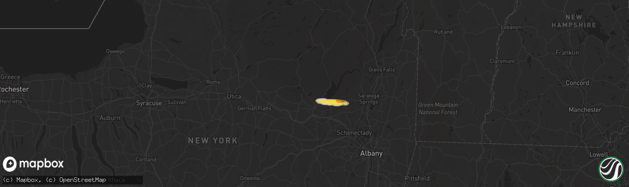 Hail map in Gloversville, NY on August 29, 2020