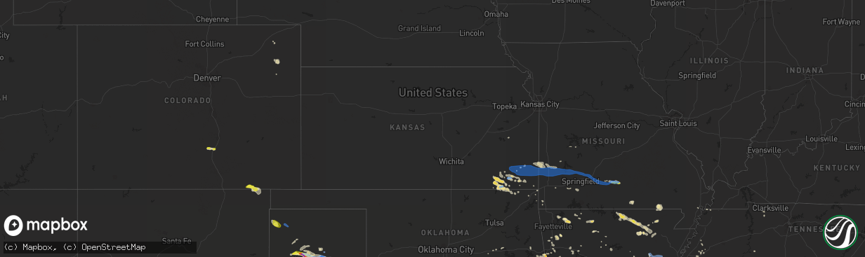 Hail map in Kansas on August 29, 2020