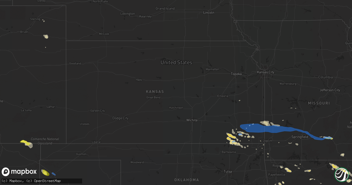 Hail map in Kansas on August 29, 2020