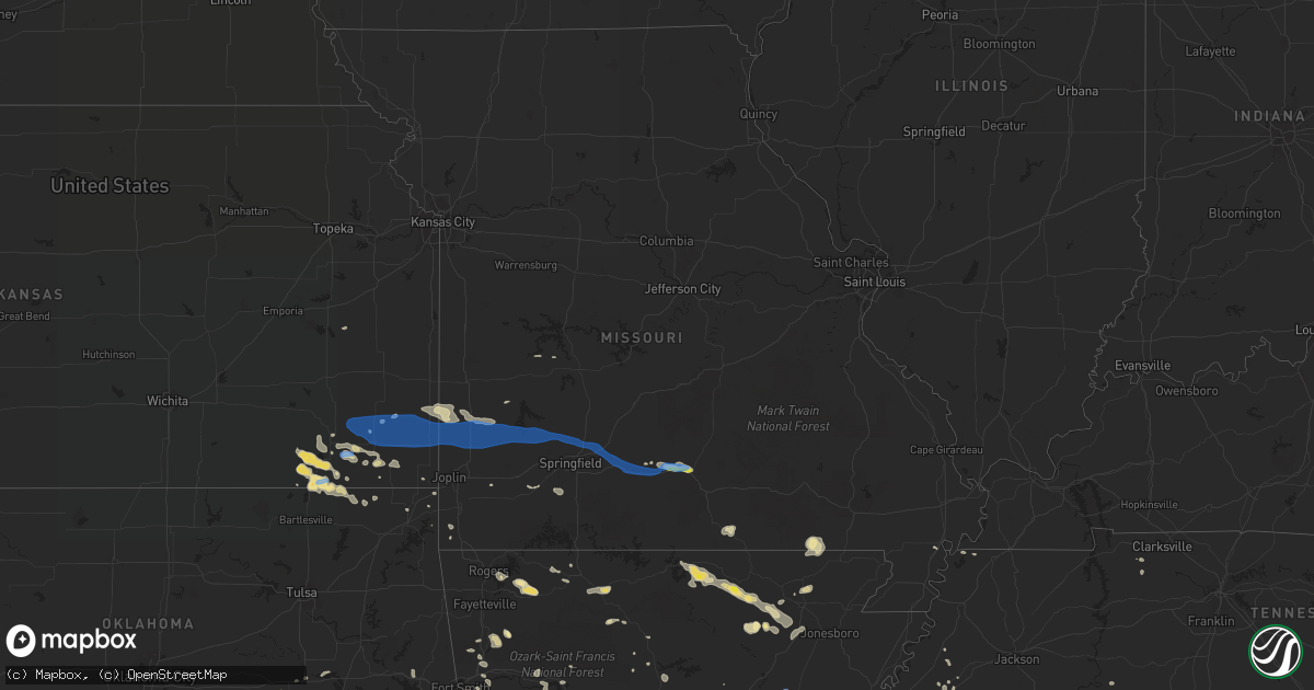 Hail map in Missouri on August 29, 2020
