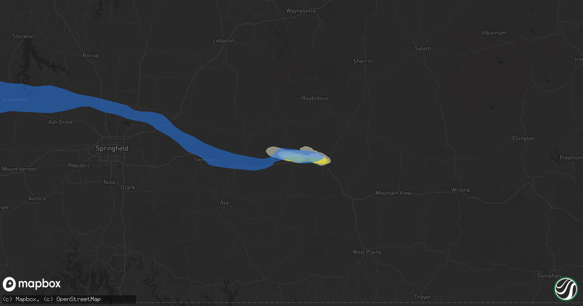 Hail map in Mountain Grove, MO on August 29, 2020