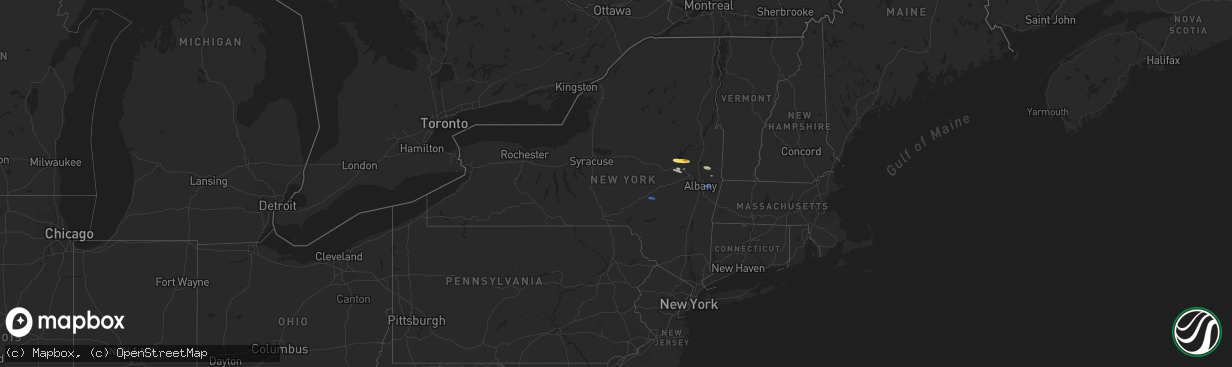 Hail map in New York on August 29, 2020