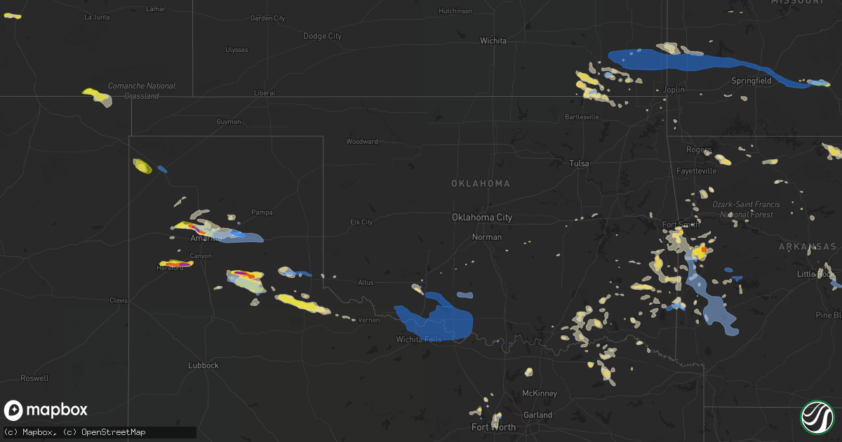 Hail map in Oklahoma on August 29, 2020