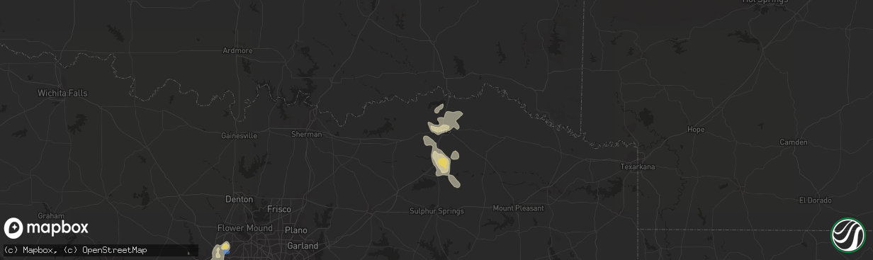 Hail map in Paris, TX on August 29, 2020