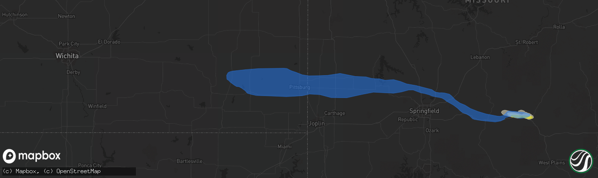 Hail map in Pittsburg, KS on August 29, 2020