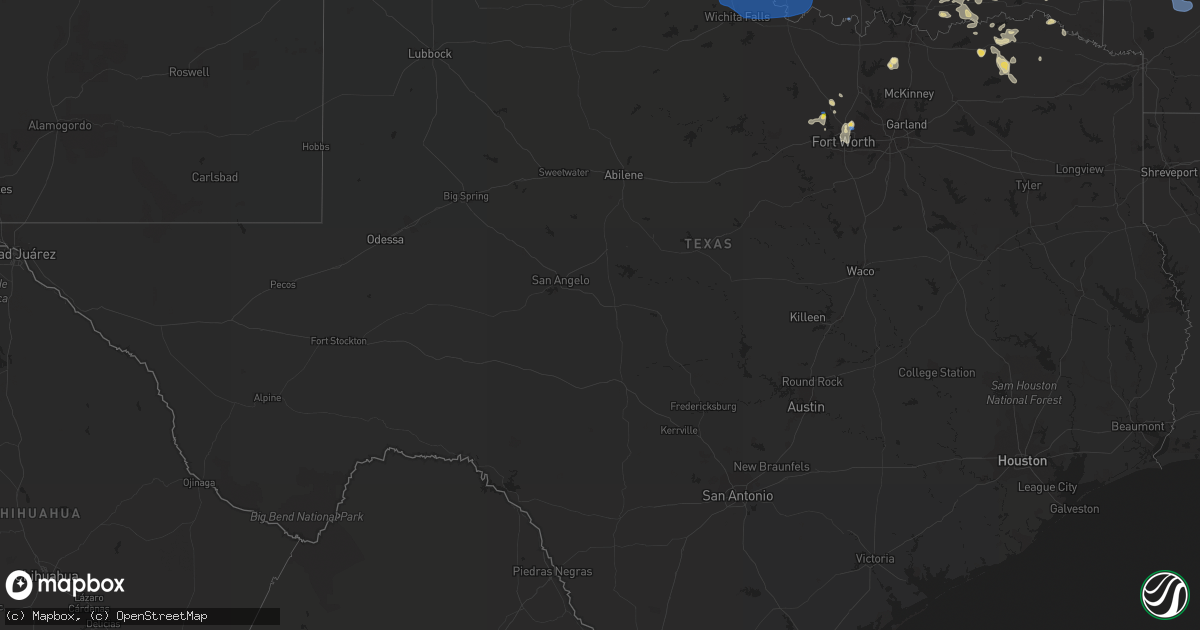 Hail map in Texas on August 29, 2020