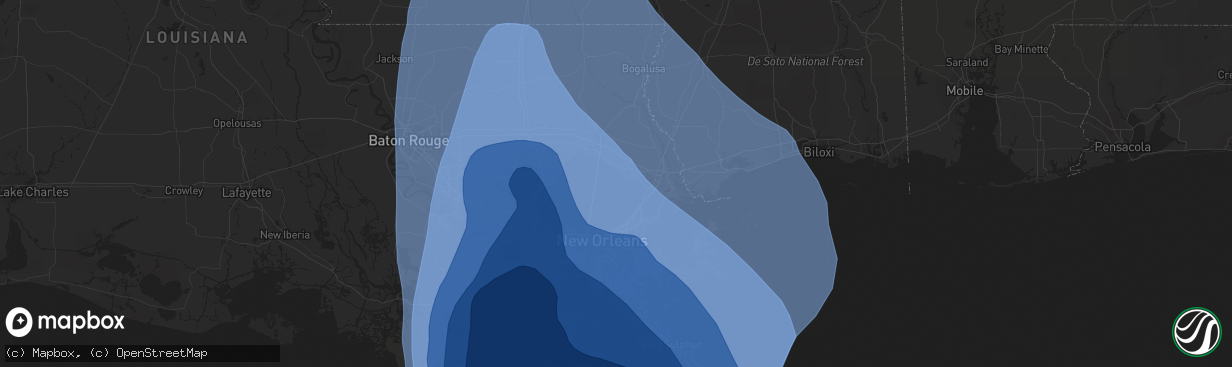 Hail map in Baton Rouge, LA on August 29, 2021