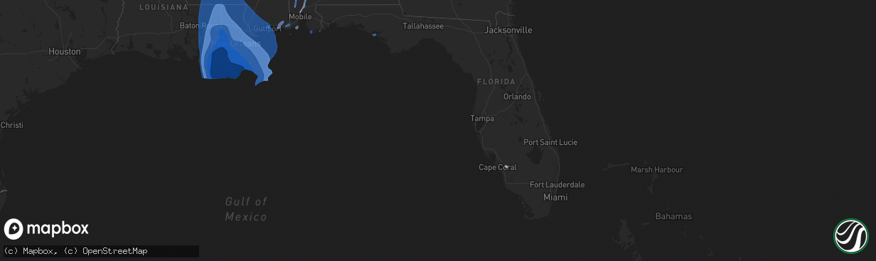 Hail map in Florida on August 29, 2021