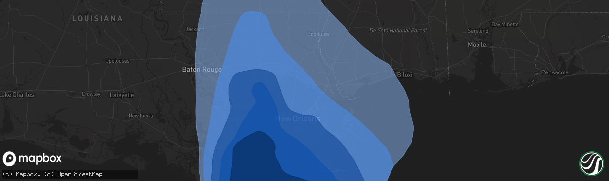 Hail map in Gretna, LA on August 29, 2021