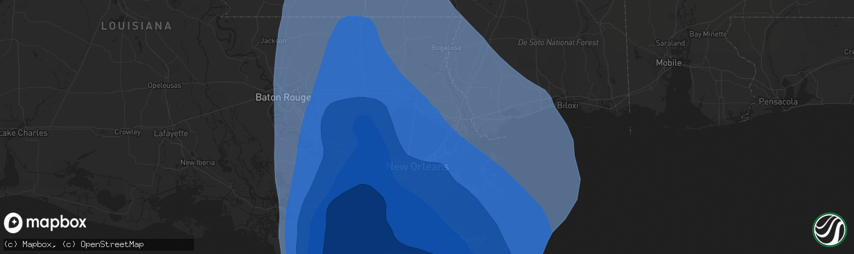 Hail map in Houma, LA on August 29, 2021