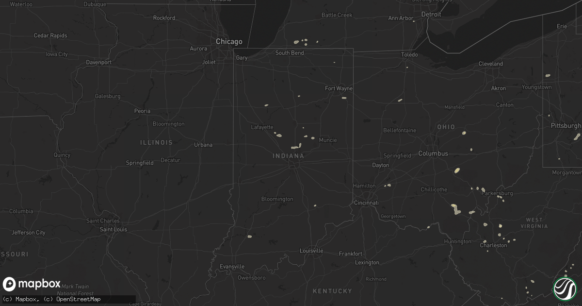 Hail map in Indiana on August 29, 2021