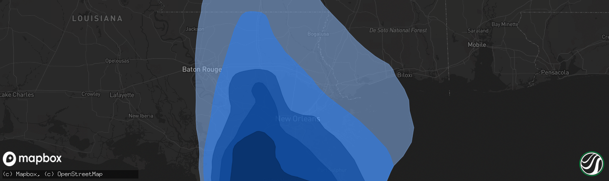 Hail map in Kenner, LA on August 29, 2021